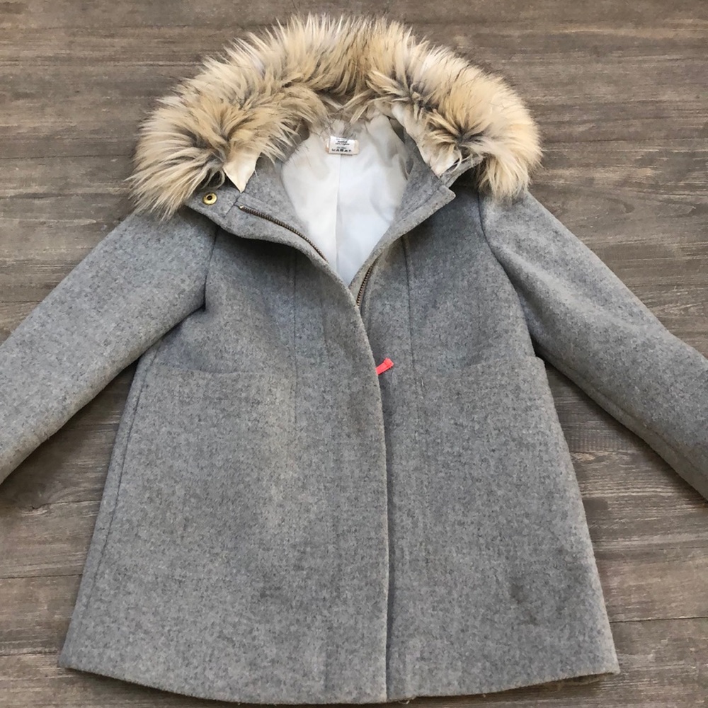 Crewcuts wool fur-trimmed coat